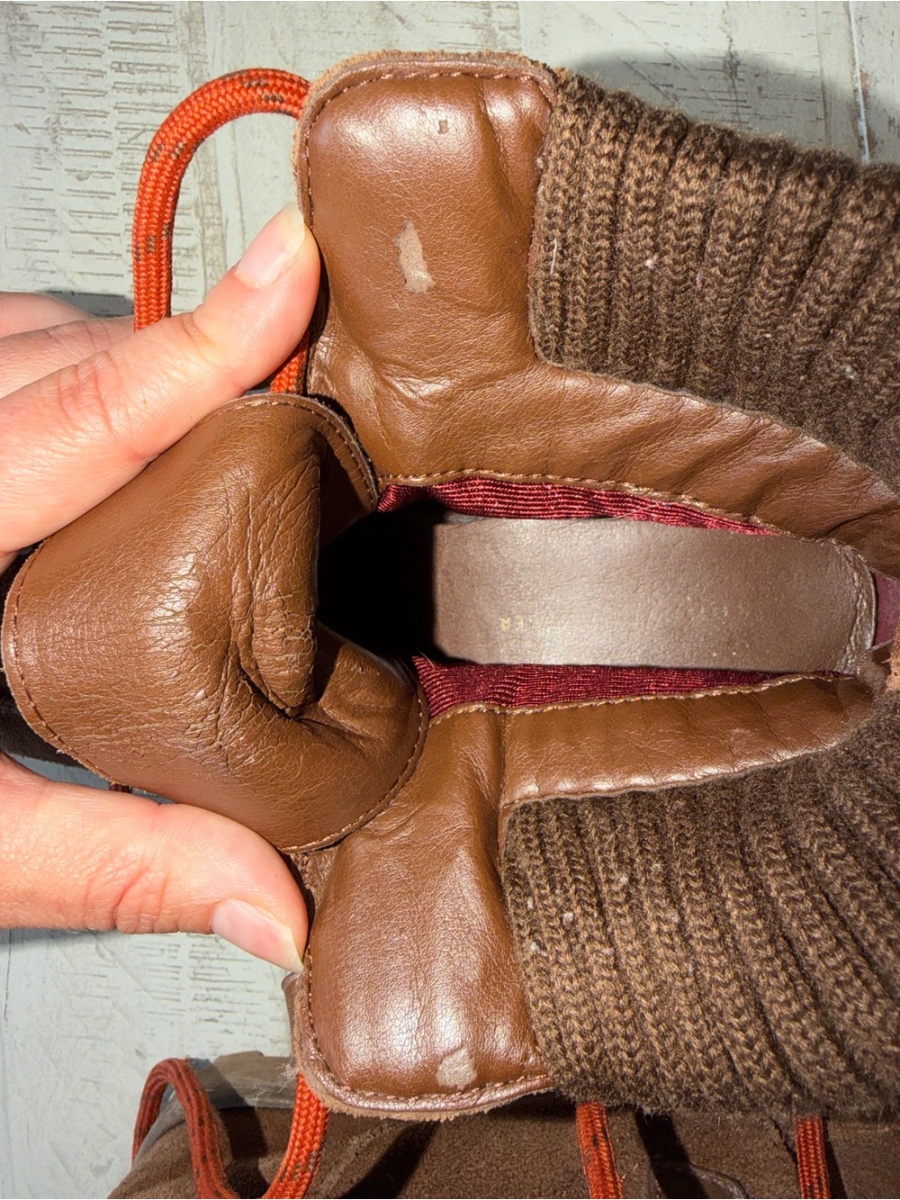 Tommy Hilfiger Brown Suede Women’s 6.5 Wedge Ankle Boots with Orange Laces - Picture 4 of 5